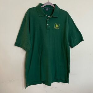 John Deere Logo Green Short Sleeve Polo Chestnut Hill Brand Size Large